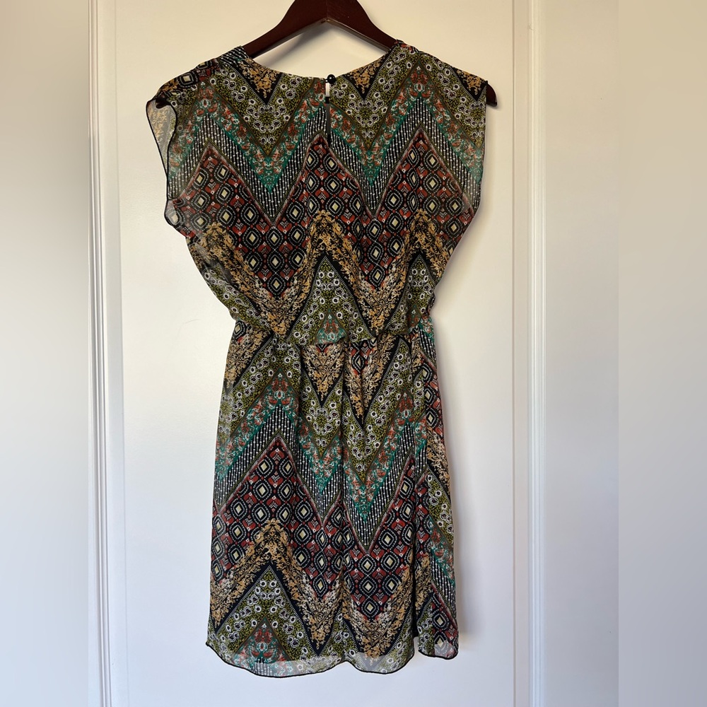 Sweet Storm Multicolor Chevron and Floral Midi Dress - Picture 2 of 4